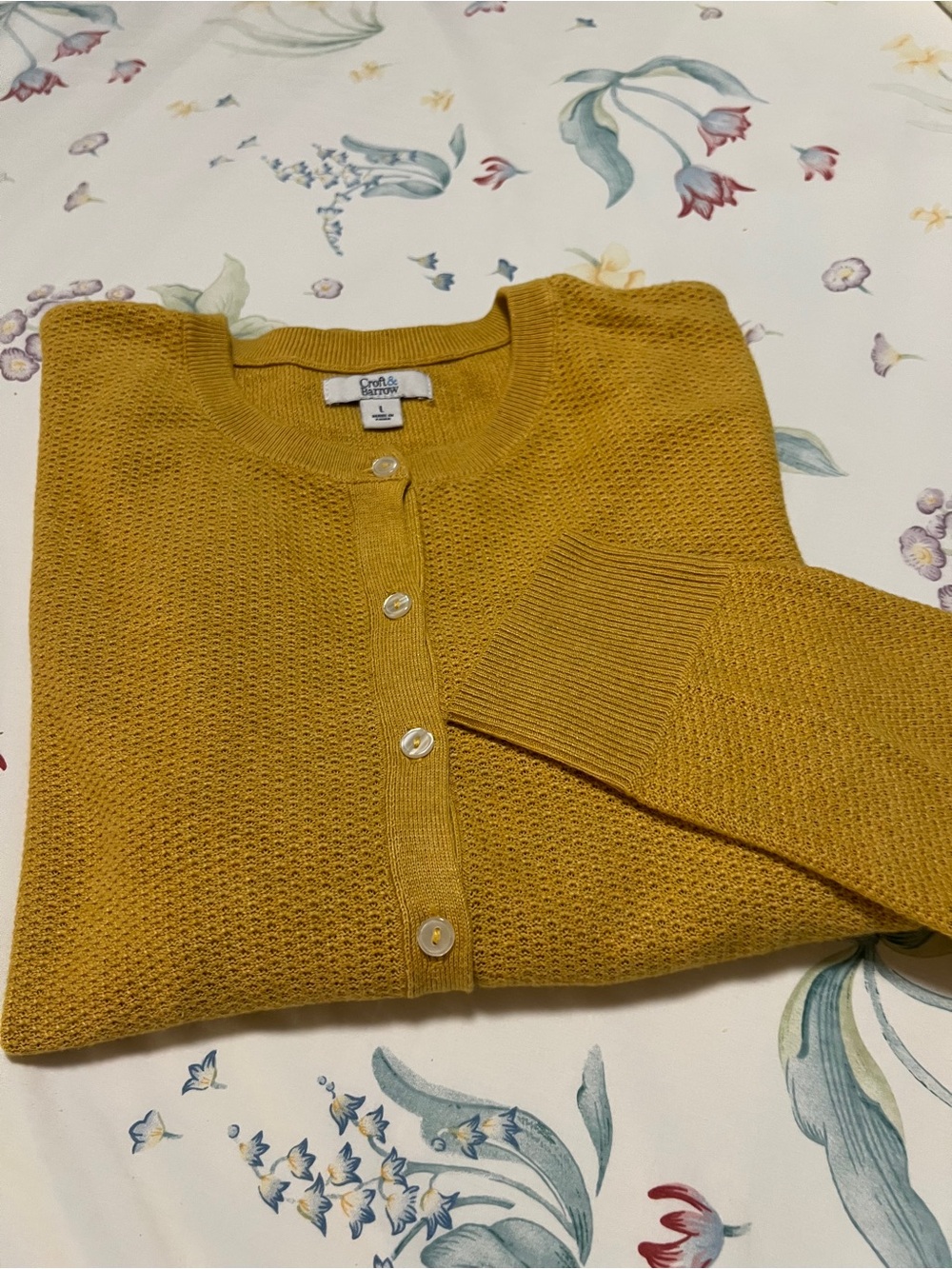 croft & barrow Golden Mustard Knit Button-Front Cardigan